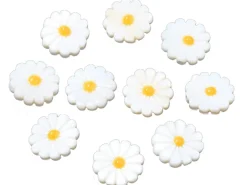 Perle pâquerette à cœur émaillé jaune - 12 mm