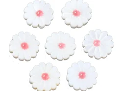 Perle pâquerette à cœur émaillé corail - 12 mm