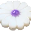 Perle pâquerette à cœur émaillé violet - 12 mm