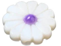 Perle pâquerette à cœur émaillé violet - 12 mm