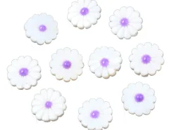 Perle pâquerette à cœur émaillé violet - 12 mm