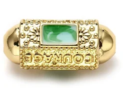 Perle rectangulaire style oriental courage - turquoise - Doré à l'or fin 18k - 20,5 mm
