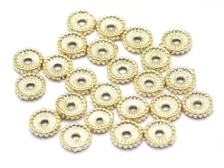 Perle rondelle ethnique 7 x 1,5 mm - dorée à l'or fin