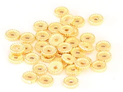Perle rondelle ethnique 7 x 1,5 mm - dorée à l'or fin