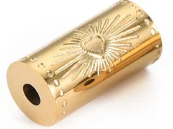 Perle talisman - Colonne avec cœur - Doré à l'or fin 14 K - 12 mm