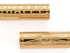 Perle talisman - colonne Happy - doré à l'or fin 14 K - 15 mm