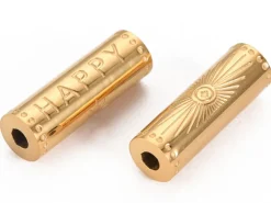 Perle talisman - colonne Happy - doré à l'or fin 14 K - 15 mm