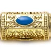 Perle talisman - Doré à l'or fin 18 K - émaillée bleu - 19 mm