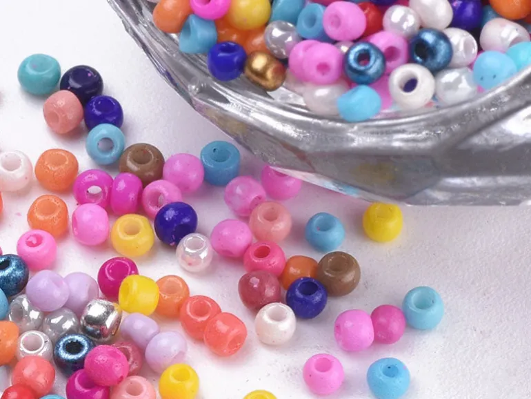 Perles de rocailles en tube - Mélange arc-en-ciel primaire - 2 mm