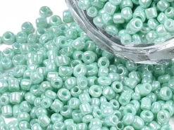 Perles de rocailles en tube - Vert d'eau shine - 2 mm