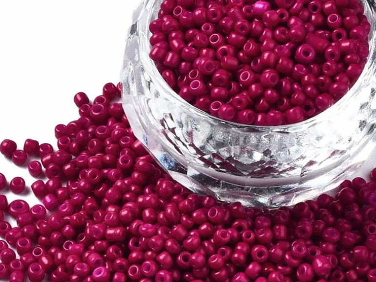 Perles de rocailles en tube - Framboise Mat - 2 mm