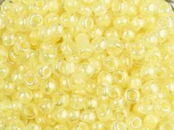 Perles de rocailles en tube - Jaune Lustre Transparent - 2 mm