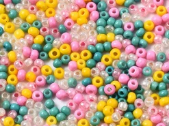 Perles de rocailles en tube - Mélange arc-en-ciel jaune - 2 mm