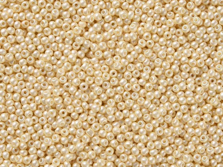 Perles de rocailles en tube - Coquillage beige - 2 mm