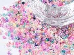 Perles de rocailles nacrées en tube - Mélange arc-en-ciel pastel - 2 mm