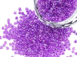 Perles de rocailles transparente en tube - Rainbow Violet - 2 mm