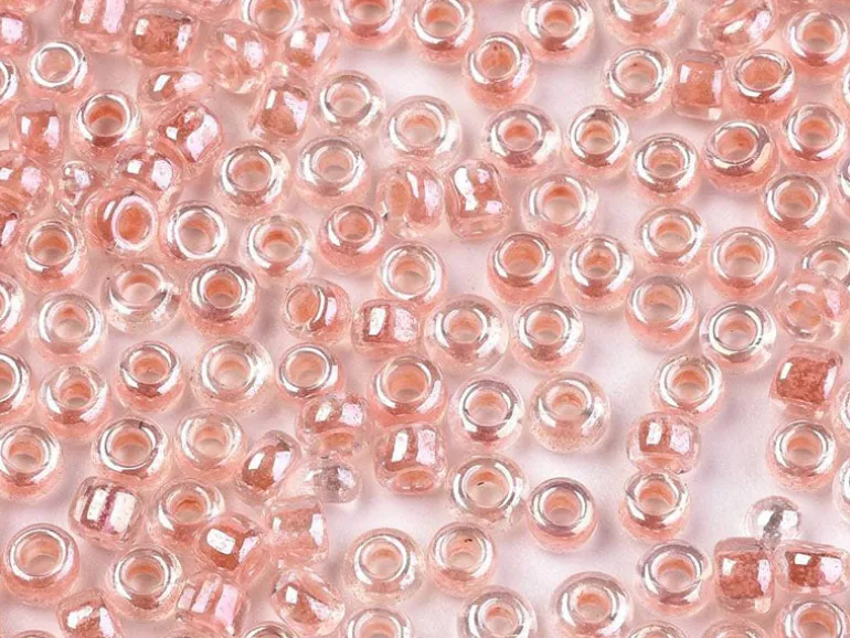 Perles de rocailles transparentes en tube 2 mm - Glass lustre saumon