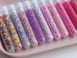 Perles de rocailles transparentes en tube 2 mm - Glass lustre saumon