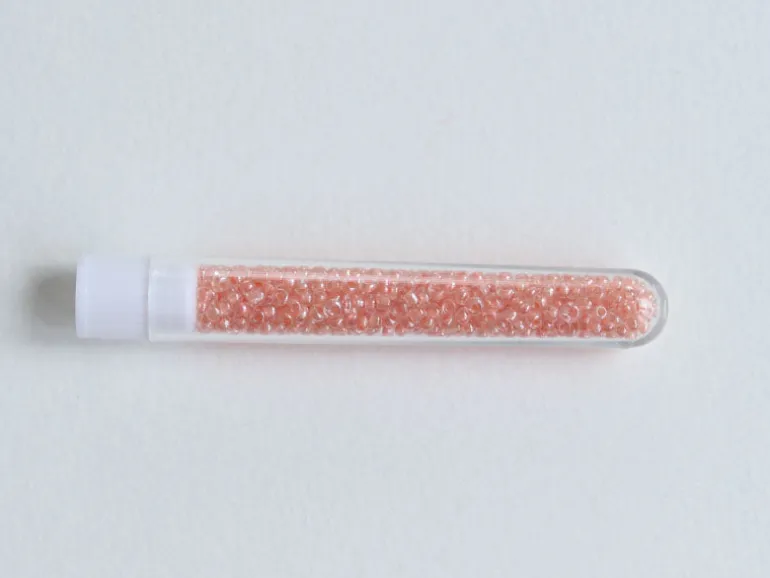 Perles de rocailles transparentes en tube 2 mm - Glass lustre saumon