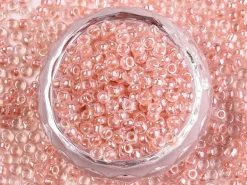 Perles de rocailles transparentes en tube 2 mm - Glass lustre saumon
