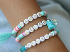 Perles lettres 3 mots pour bracelet à personnaliser - Vamos, A la et Playa