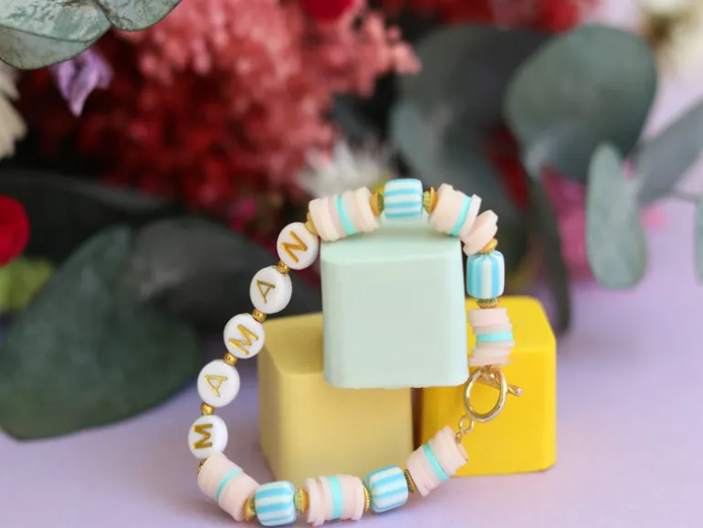 Perles lettres "Maman" pour bracelet à personnaliser