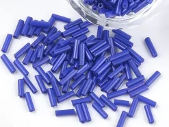 Perles tubes bugle - Bleu cobalt - 6 mm - 10 g