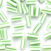 Perles tubes bugles - Rayures vertes - 8 mm - 10 g