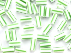 Perles tubes bugles - Rayures vertes - 8 mm - 10 g