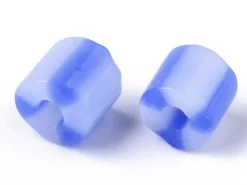 Perles tubes bugles - Rayures bleues - 7 mm - 10 g