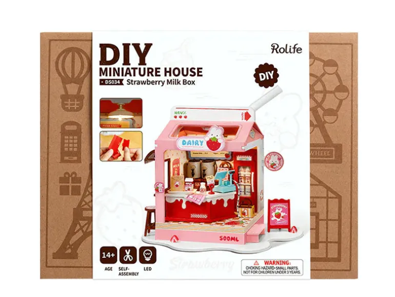 Pièce miniature Milk Box à la fraise DIY - Rolife