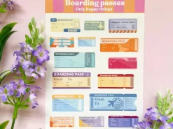 Planches d'autocollants - Cartes d'embarquement A6