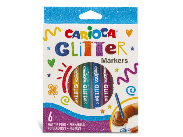 Pochette de 6 feutres paillettes à pointe fine - Carioca