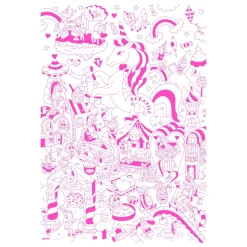 Poster géant en papier à colorier - LILY UNICORN - OMY
