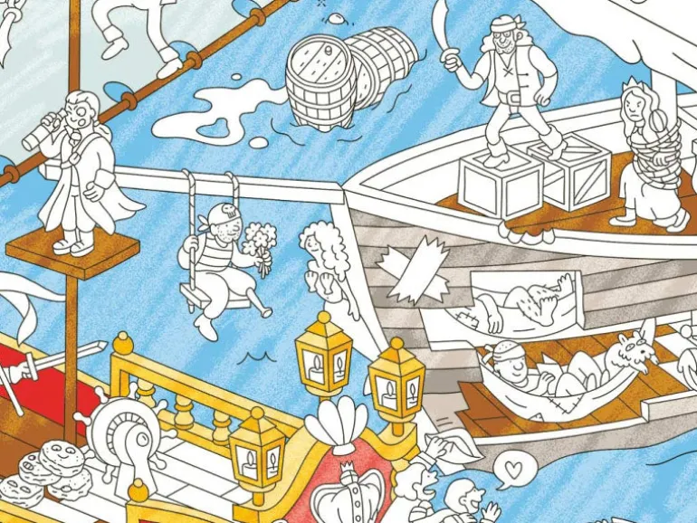 Poster géant en papier à colorier - PIRATES - OMY