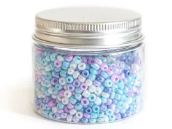 Pot de 60 grammes de perles de rocailles 3mm - nuances de bleu