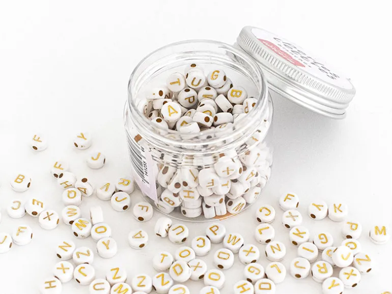 Pot perles lettres – Blanches