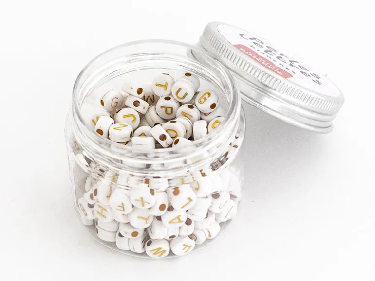 Pot perles lettres – Blanches