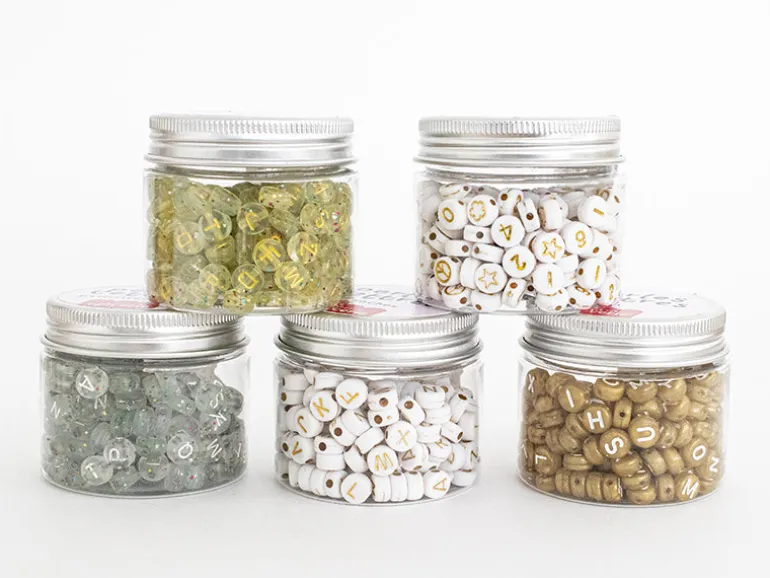 Pot perles lettres – Blanches
