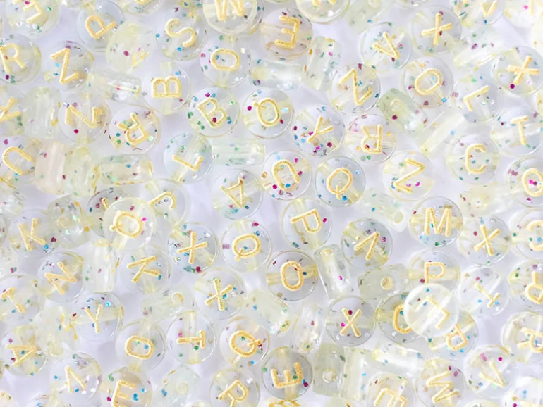 Pot perles lettres – Paillettes or