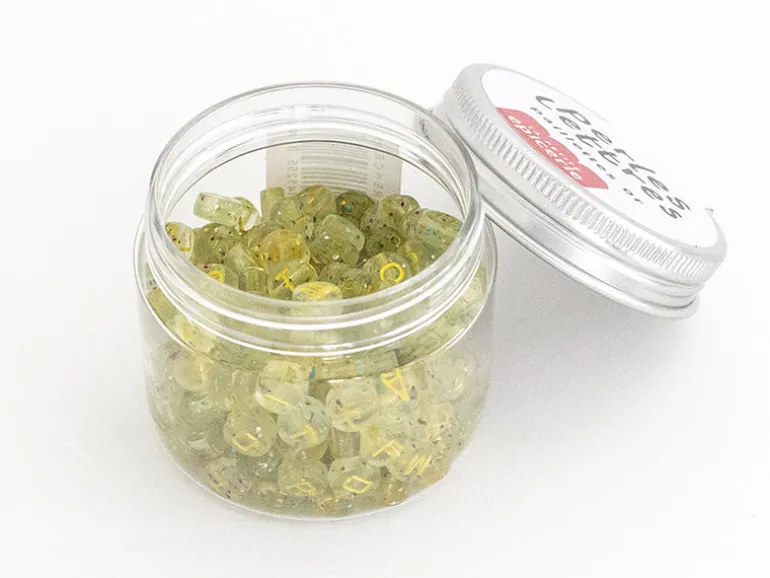 Pot perles lettres – Paillettes or