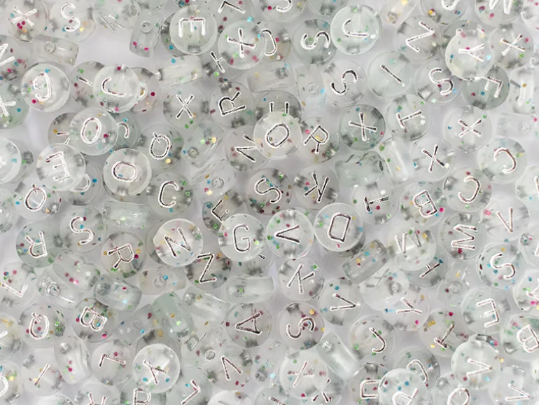 Pot perles lettres – Paillettes argent