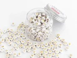 Pot perles symboles et chiffres - Blanc