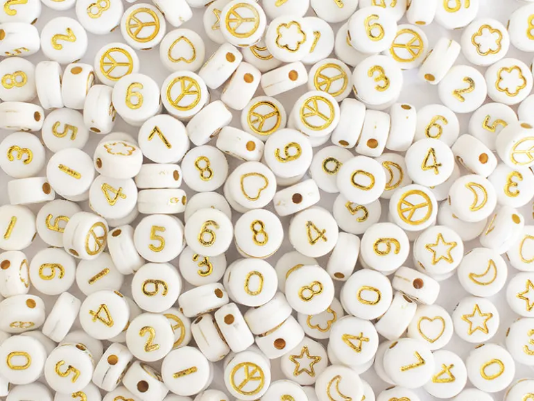 Pot perles symboles et chiffres - Blanc
