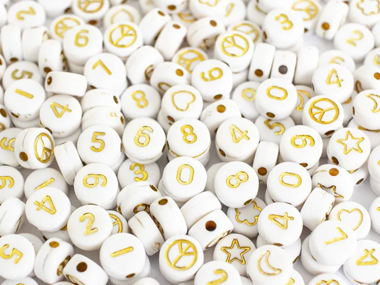 Pot perles symboles et chiffres - Blanc