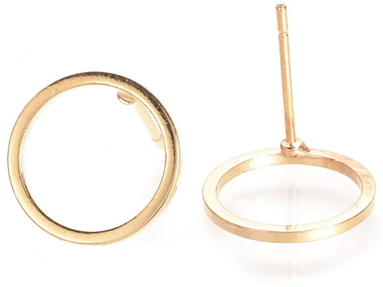 Puces d'oreilles cercles ajourés 12 mm - dorées à l'or fin