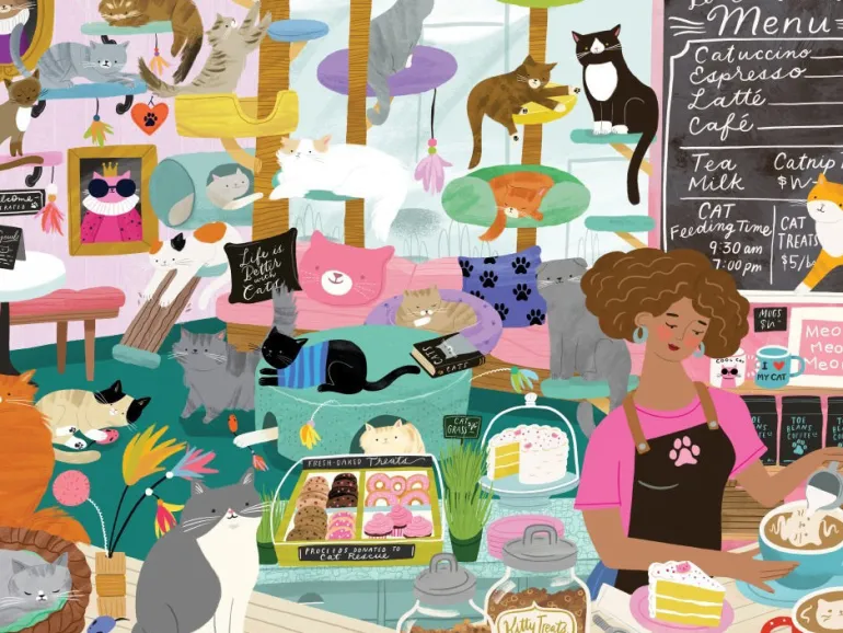Puzzle Café à Chats 1000 pièces – Pieces & Peace