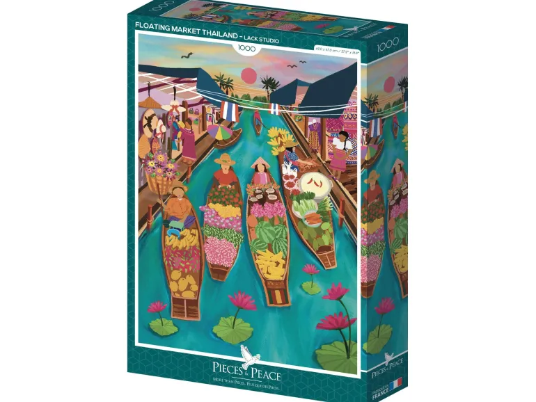 Puzzle Marché Flottant en Thaïlande 1000 pièces - Pieces & Peace