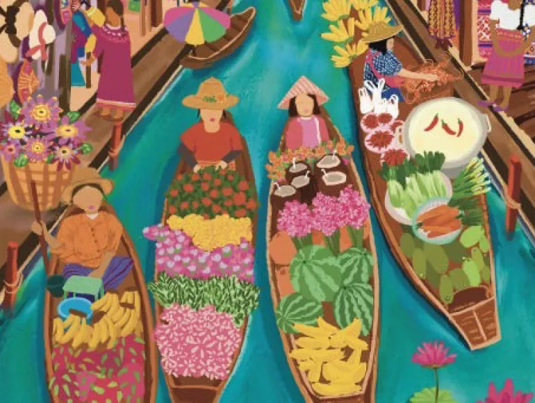 Puzzle Marché Flottant en Thaïlande 1000 pièces - Pieces & Peace