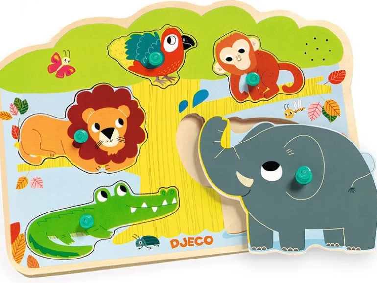 Puzzle sonore en bois - Baobab - les animaux de la savane